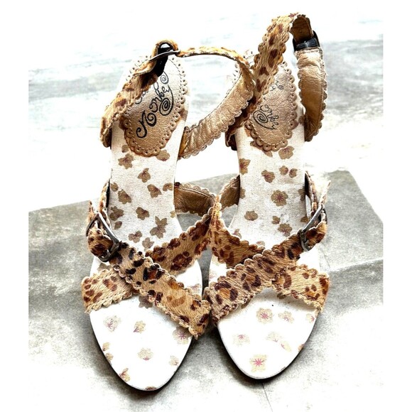 Women's NAUGHTY MONKEY Leopard Print Heel Sandals 7.5 M - Picture 2 of 6